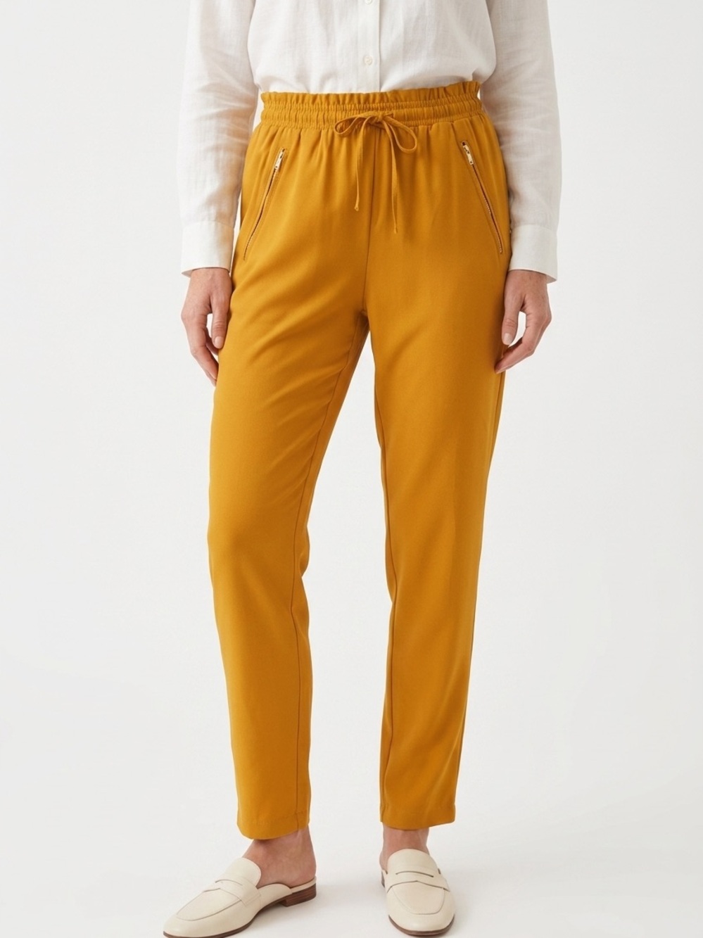FOREVER 21 | Mustard Yellow Drawstring Tapered Pants with Pockets Women’s Size M